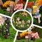 58 Pcs Miniature Garden Set Flower Angel Fairy House Animals Trees Diorama Supplies Fairy Village Mini Terrarium Figurines Micro Landscape Ornaments
